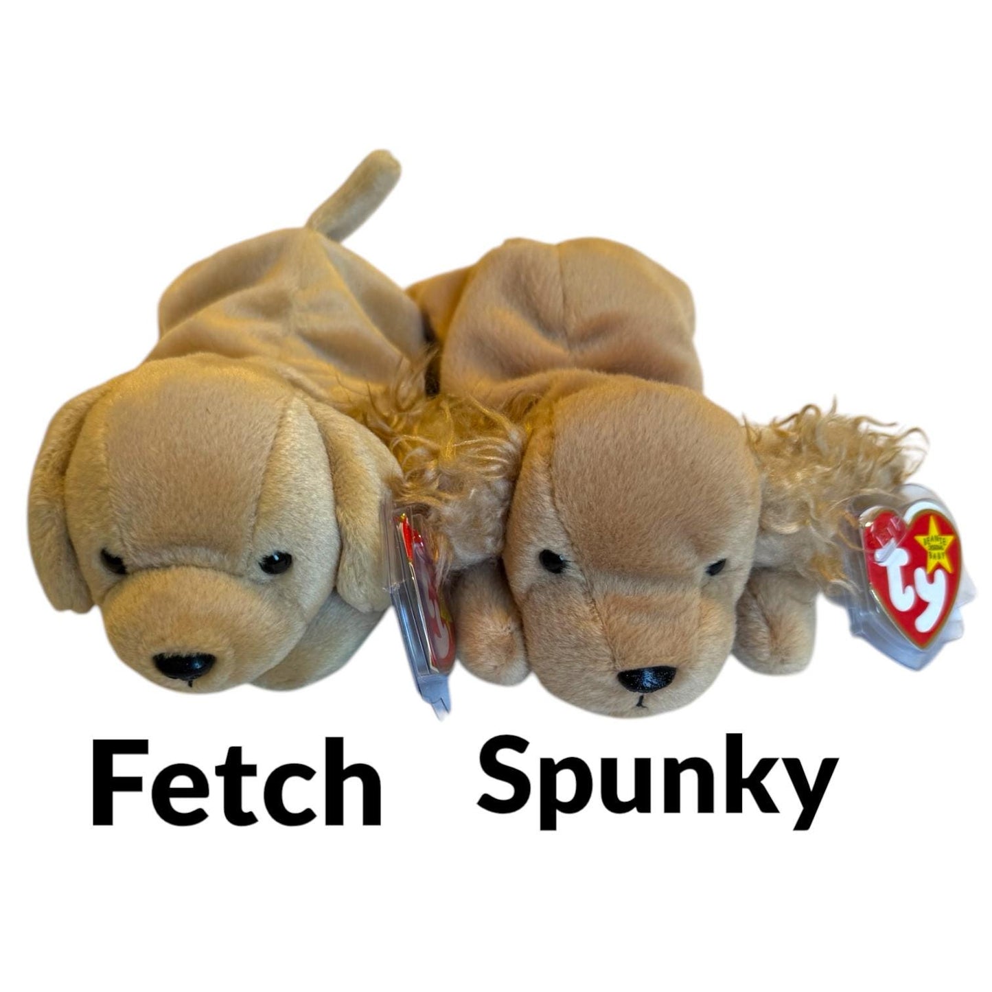 Ty Beanie Babies Dogs Doby, Dotty, Sparky, Pugsly, Wrinkles, Bernie, Bones, Fetch, Spunky, Bruno, Spot, Nanook