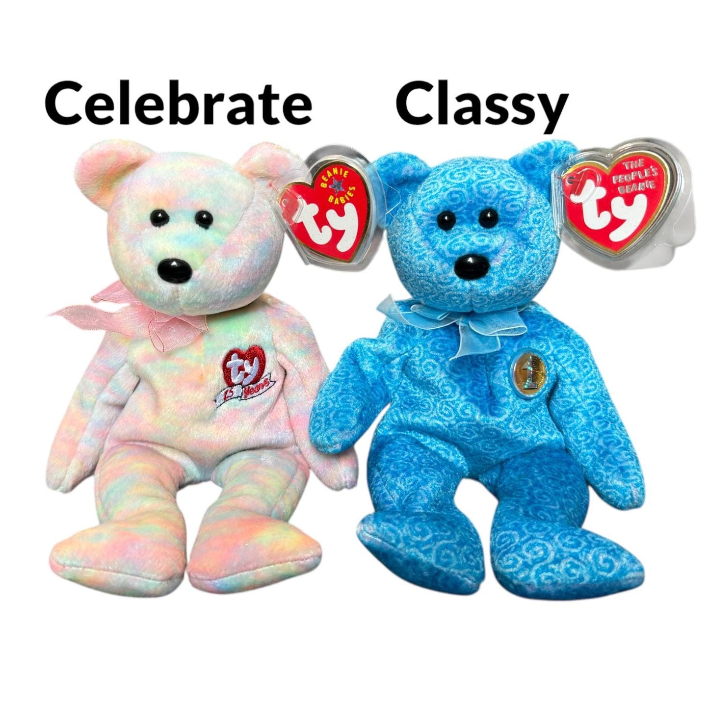 Ty Beanie Babies Bears Princess, Teddy, Curly, Cashew, Fuzz, Millenium, Celebrate, Classy, The Beginning, The End, Star, Huggy, Grizzwald