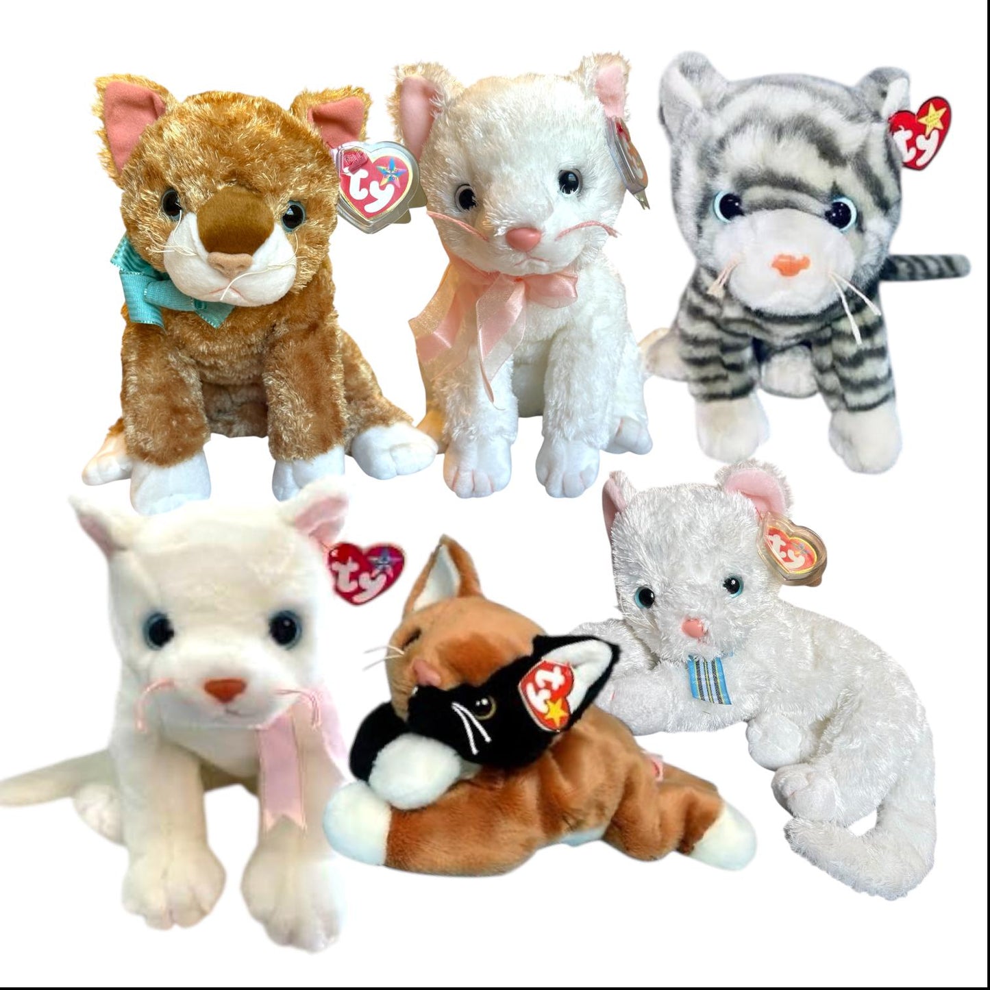 Ty Beanie Buddies Cats Flip Zip Chip Fancy Mattie Starlett Silver