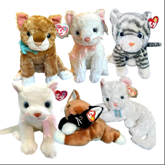 Ty Beanie Buddies Cats Flip Zip Chip Fancy Mattie Starlett Silver