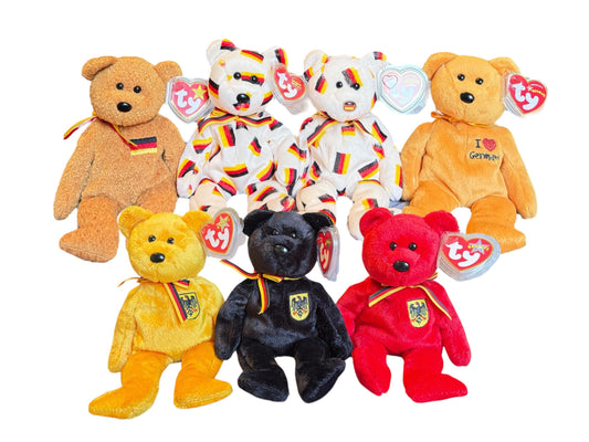 Ty Beanie Babies Germany Exclusives Graf Von Rot, Prinz Von Gold, Freiherr Von Schwarz, I Love Germany, Germania, Deutschland, Roger, Mary