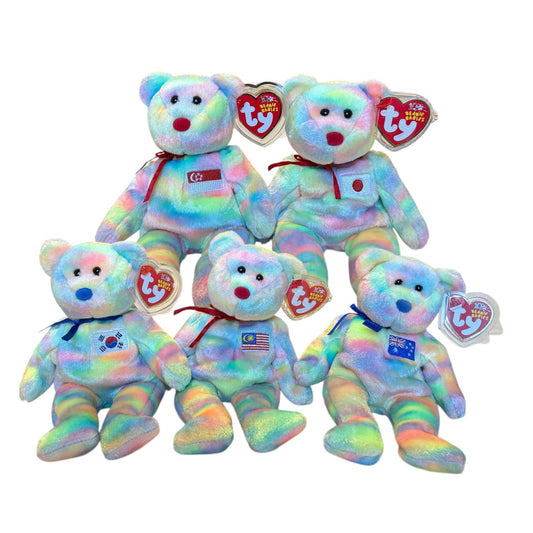 Ty Beanie Babies Tie Dye Asia Pacific Bears 2003 AI Aussiebear Wirabear Singabear Coreana