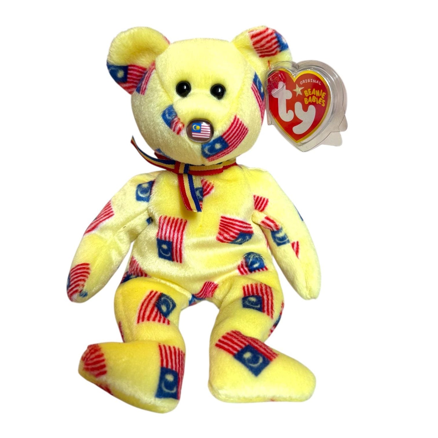 Ty Beanie Babies Flag Bears With Rare Flag Nose 2005 Asia Pacific Bears Starry, Hikari, Korea, Negaraku