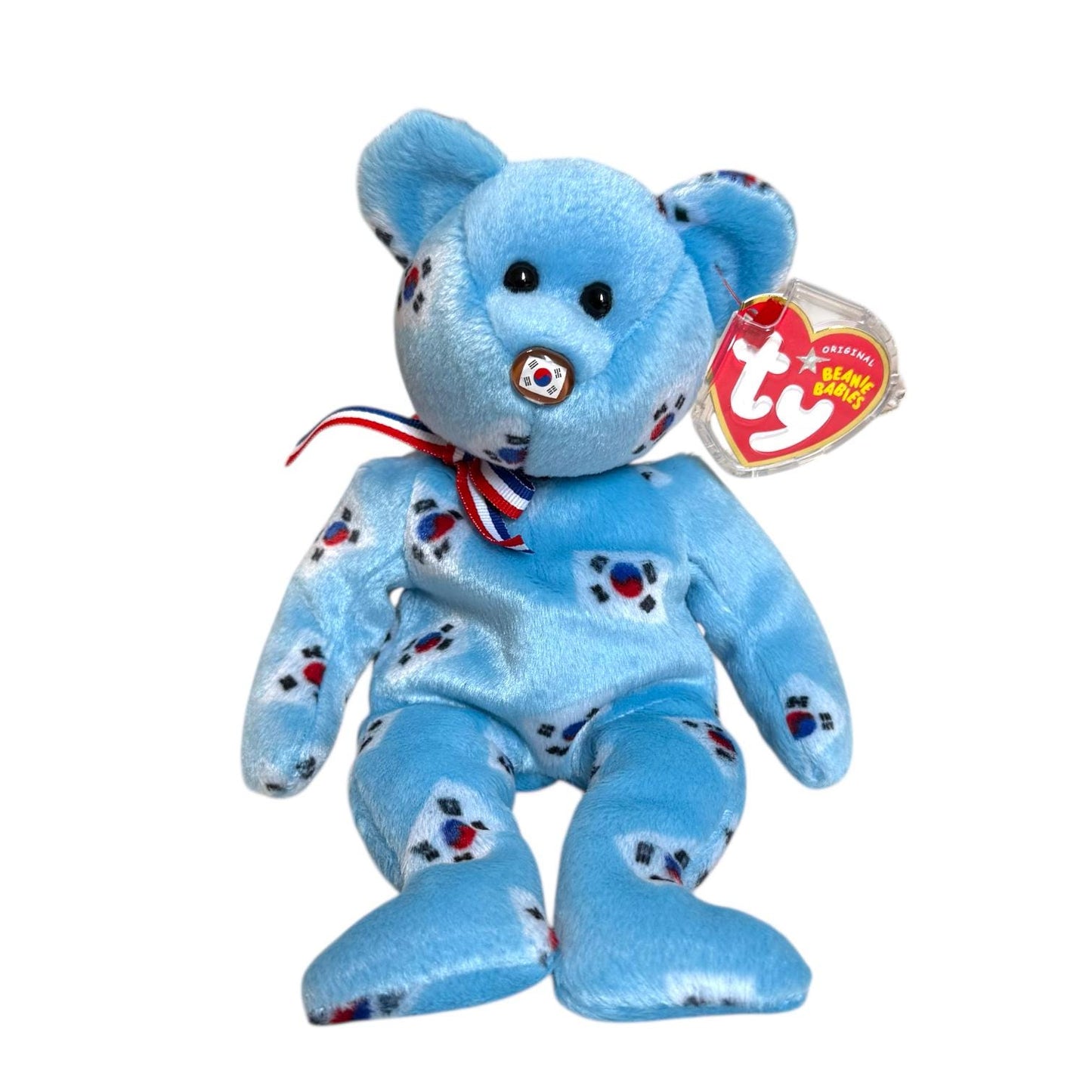 Ty Beanie Babies Flag Bears With Rare Flag Nose 2005 Asia Pacific Bears Starry, Hikari, Korea, Negaraku
