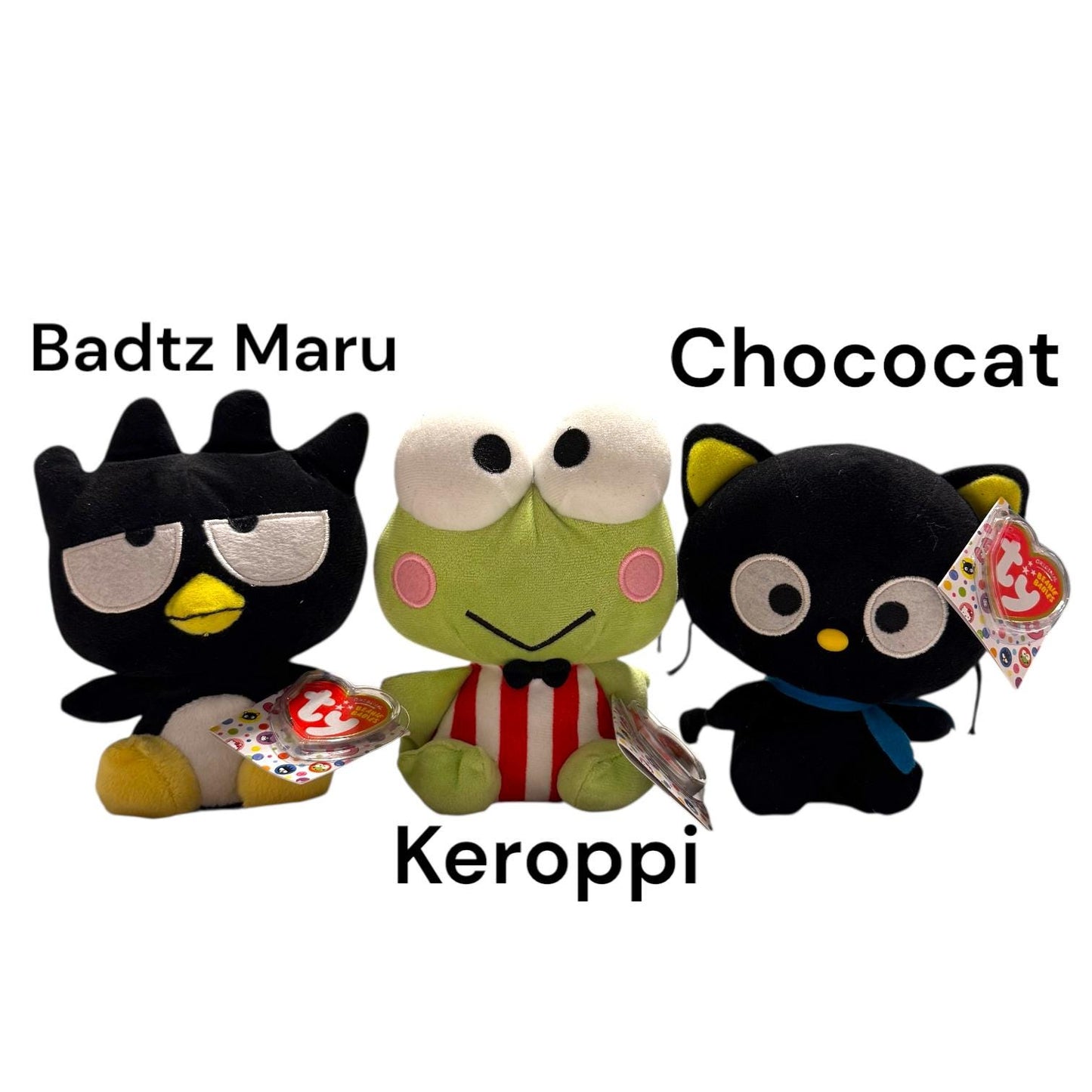 Ty Beanie Babies Sanrio Hello Kitty And Friends Keroppi, Badtz-Maru, Chococat, Hello Kitty UK Exclusives Ladybug, Royal Guard, Tartan Plaid