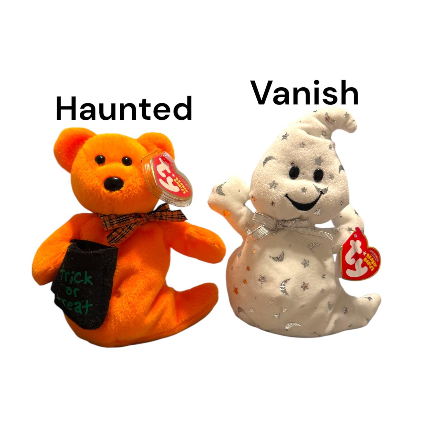 Ty Beanie Babies Halloween Frightful Haunted, Vanish, Trickster, Spooky, Haunt, Alacazam, Jinxed, Scaredy, Sneaky, Carvers, Hootsey, Boo Who