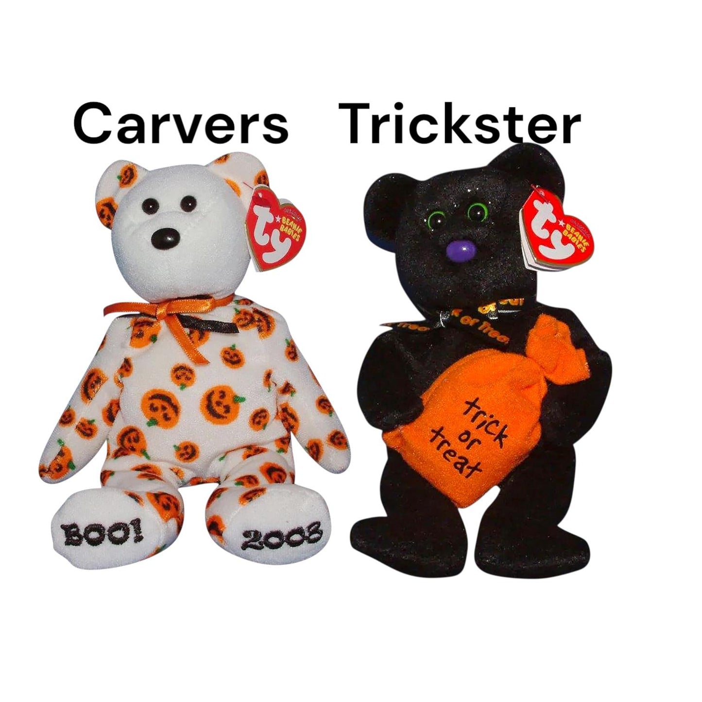Ty Beanie Babies Halloween Frightful Haunted, Vanish, Trickster, Spooky, Haunt, Alacazam, Jinxed, Scaredy, Sneaky, Carvers, Hootsey, Boo Who