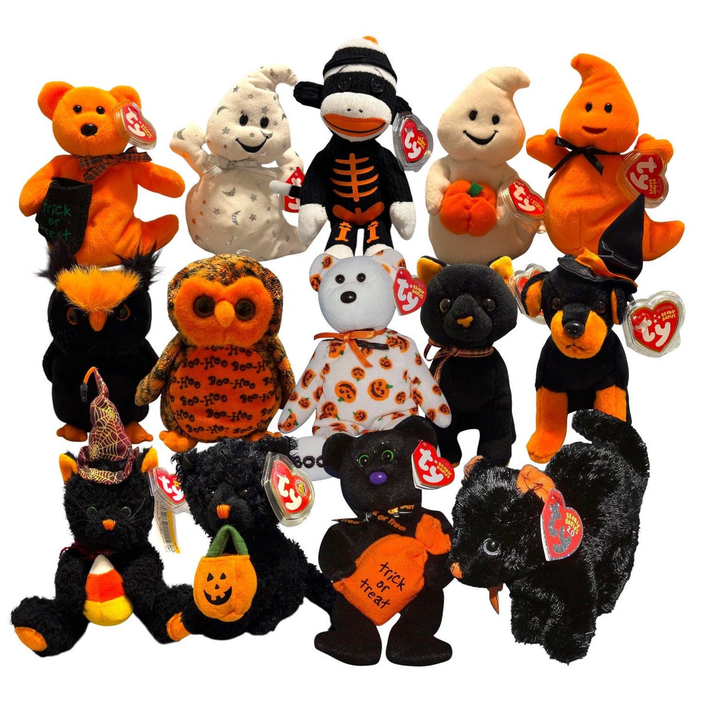 Ty Beanie Babies Halloween Frightful Haunted, Vanish, Trickster, Spooky, Haunt, Alacazam, Jinxed, Scaredy, Sneaky, Carvers, Hootsey, Boo Who