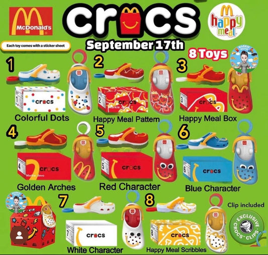 McDonald’s Crocs Happy Meal Toys Crocs Keychains Numbers 1-9 Choose