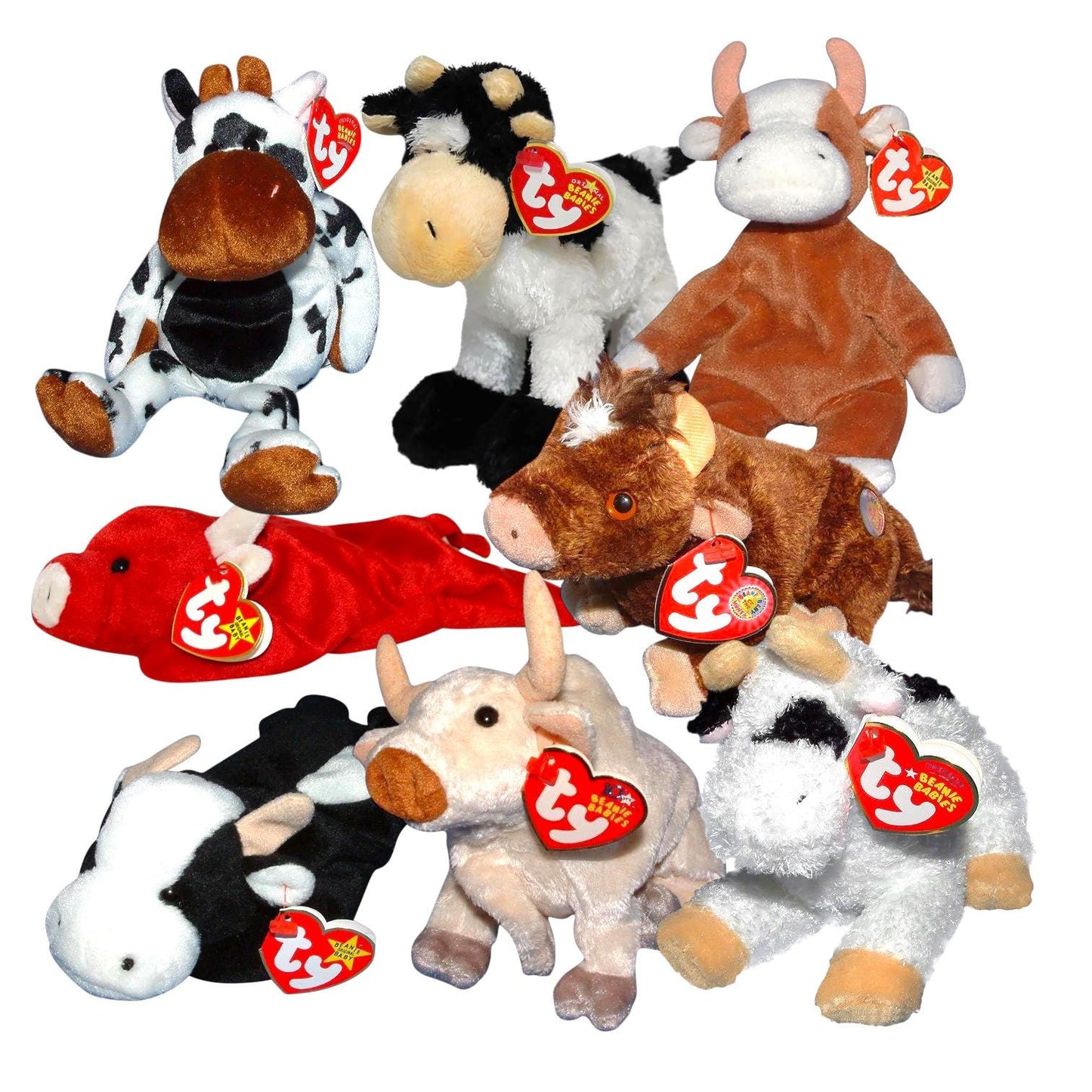 Ty Beanie Babies Cow or Bull Tabasco, Bessie, Daisy, Frosty, Jersey, Cornstalk, Mooosly, Tipsy