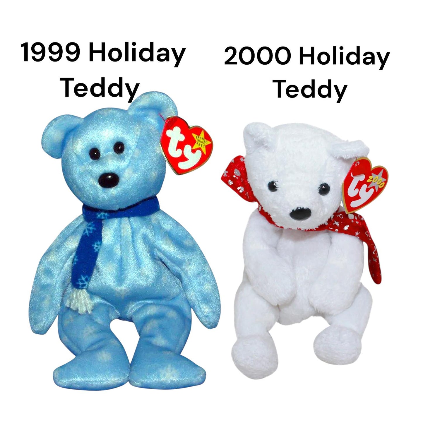 Ty Beanie Babies Christmas Holiday Teddy 1997, 1998, 1999, 2000, 2001, 2002, 2003, 2004, 2005, 2006, 2007, 2008