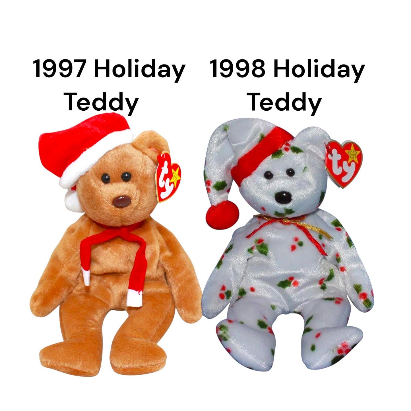 Ty Beanie Babies Christmas Holiday Teddy 1997, 1998, 1999, 2000, 2001, 2002, 2003, 2004, 2005, 2006, 2007, 2008