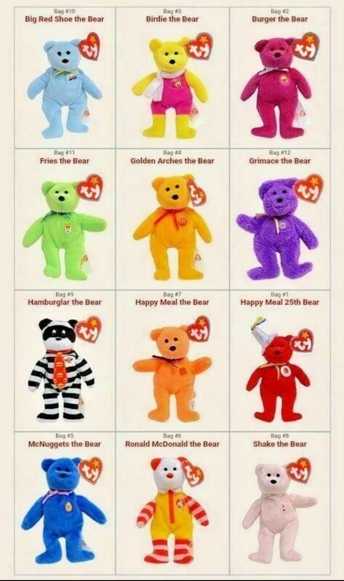 McDonald’s 2004 25th Anniversary Ty Teeny Beanie Babies Happy Meal Toys