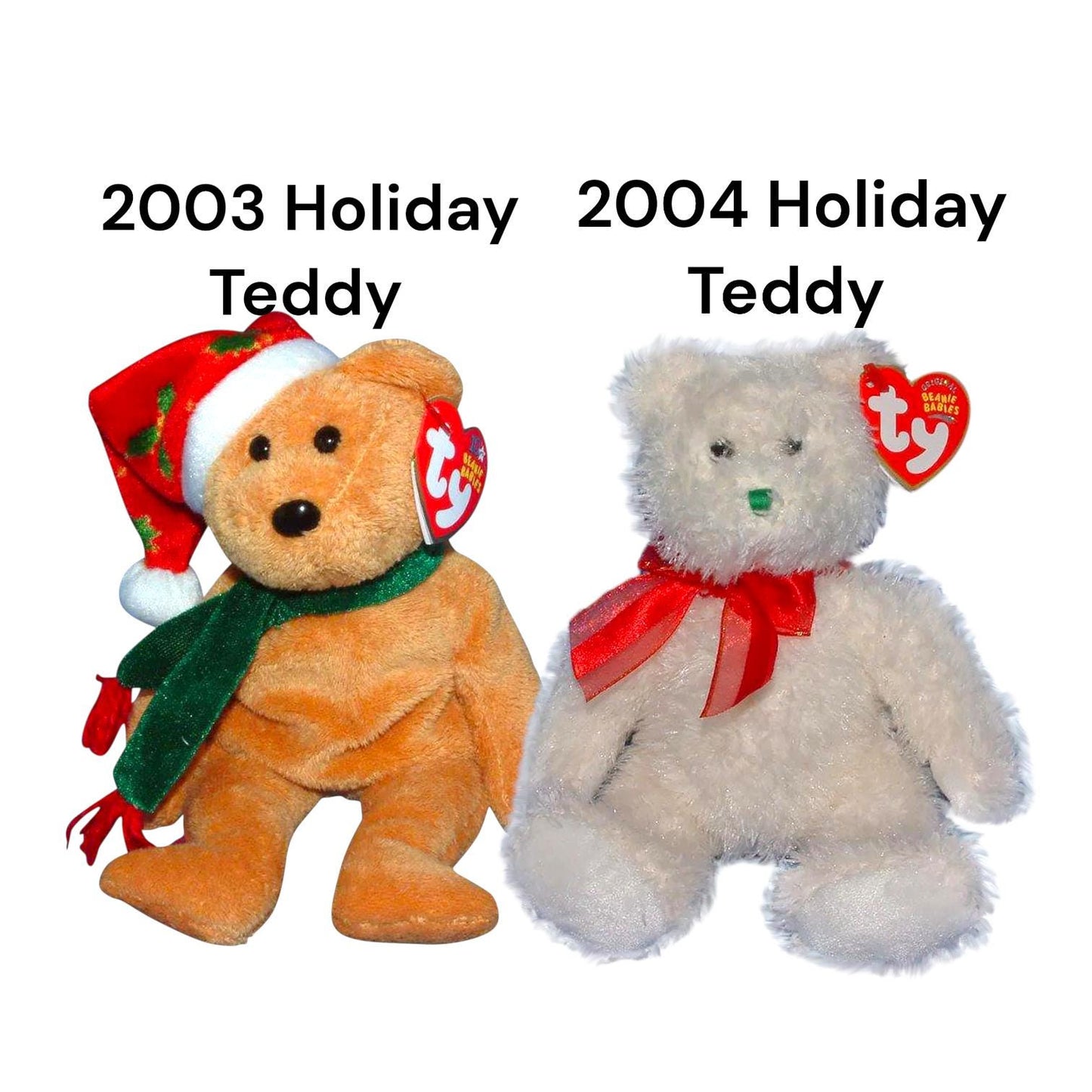 Ty Beanie Babies Christmas Holiday Teddy 1997, 1998, 1999, 2000, 2001, 2002, 2003, 2004, 2005, 2006, 2007, 2008