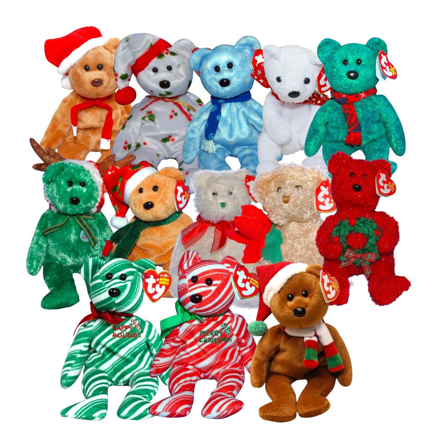 Ty Beanie Babies Christmas Holiday Teddy 1997, 1998, 1999, 2000, 2001, 2002, 2003, 2004, 2005, 2006, 2007, 2008