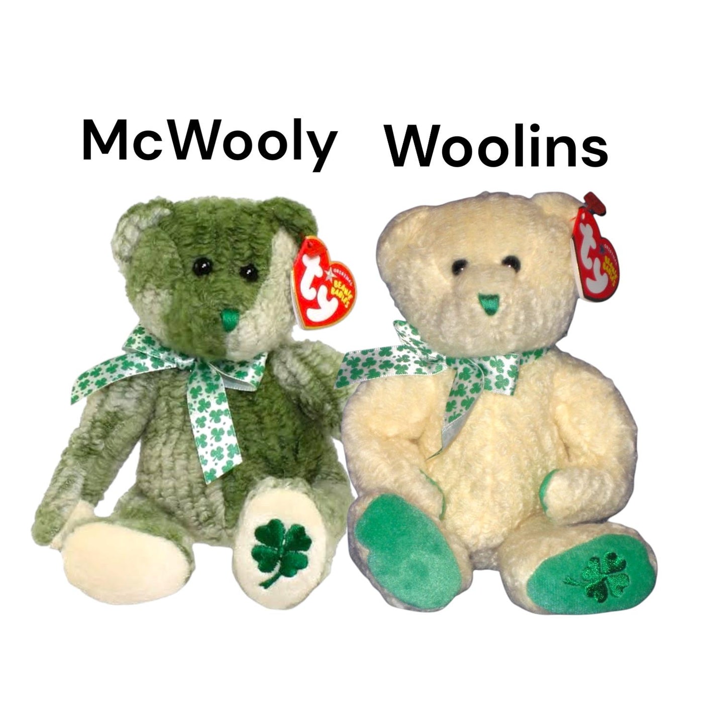 Ty Beanie Babies St. Patrick’s Day Shamrock, Erin, Killarney, Blarn-e, Luck-e, Clover, Lucky O’ Day, Patti O Lucky, O’ Fortune, McWolly, Woo