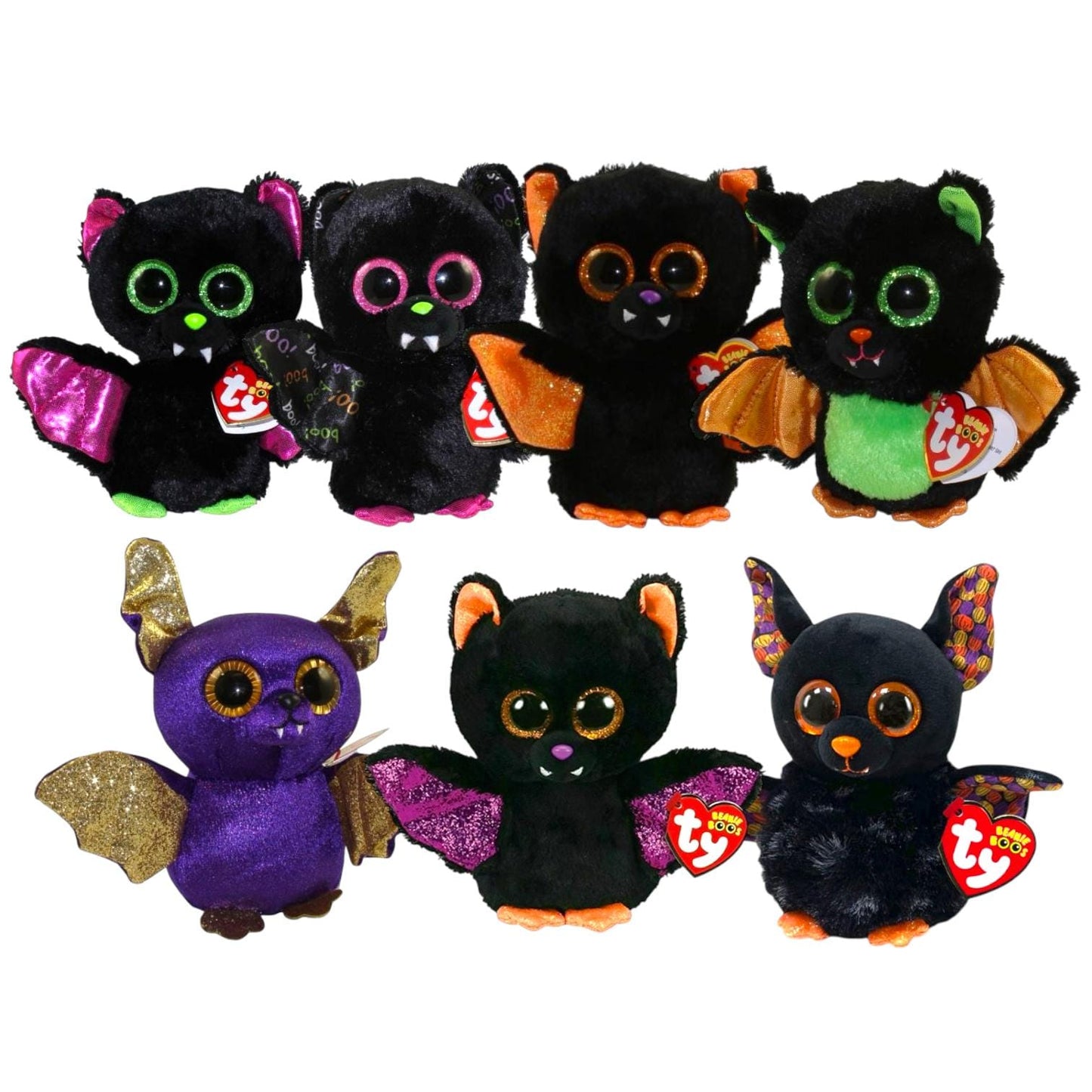 Ty Beanie Boo’s Bats Halloween Beanie’s Count, Radar, Raven, Beastie, Dart, Echo, Igor