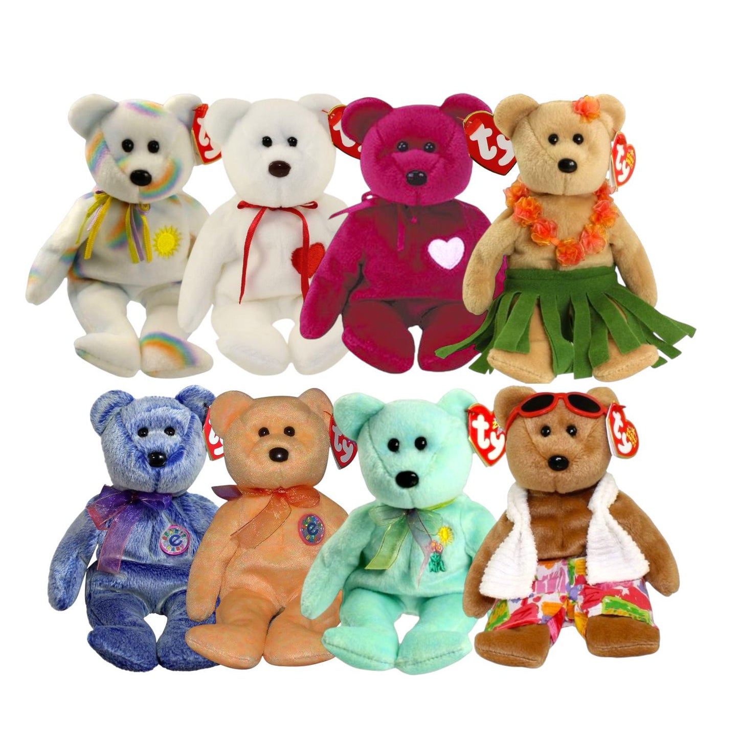 Ty Beanie Babies Bears Valentino, Valentina, Sunny, Periwinkle, Ariel, Cheery, Miami, Alana