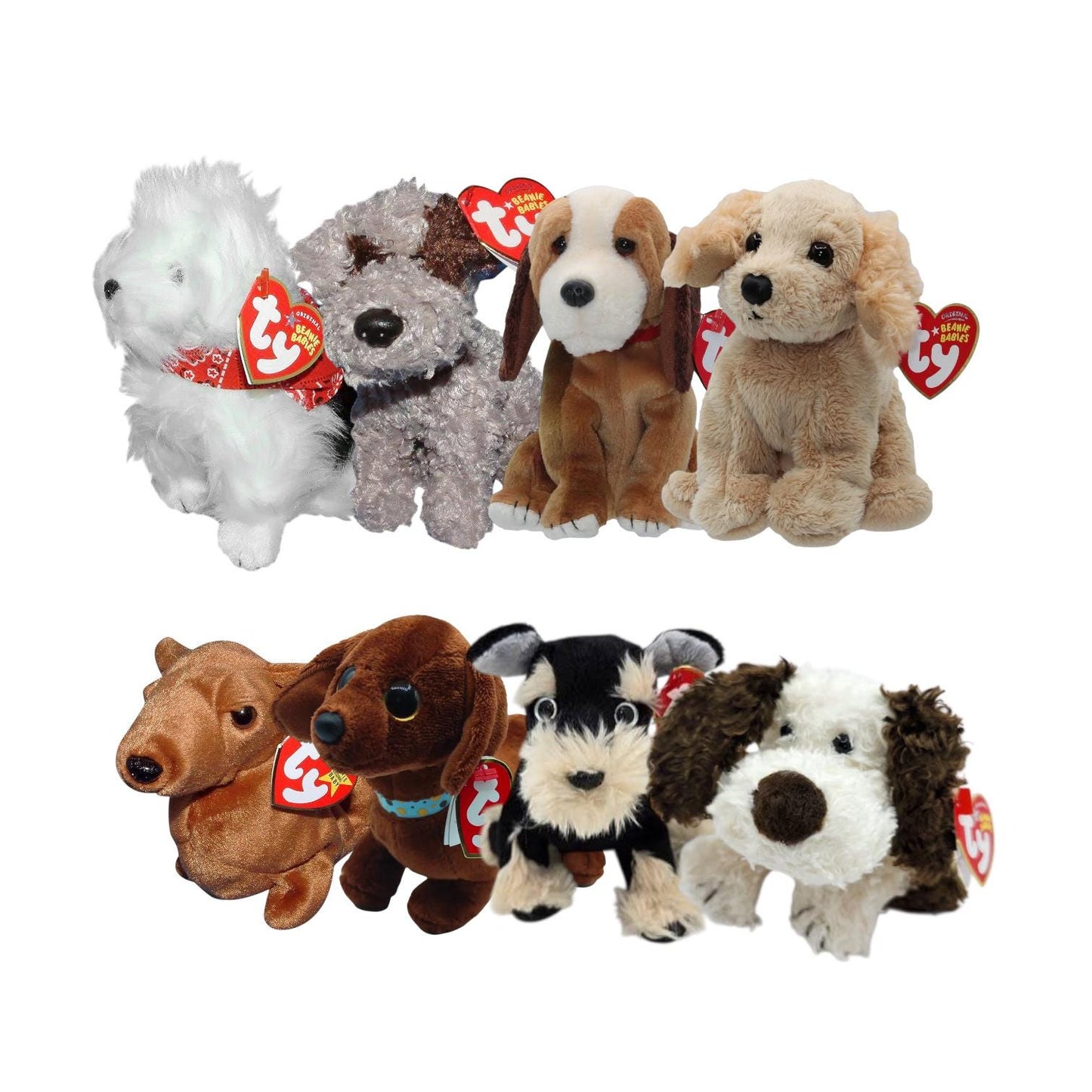 Ty Beanie Babies Dogs Weenie, Frank, Pretzels, Hobo, Fizzer, Copper, Spuds, Holmes