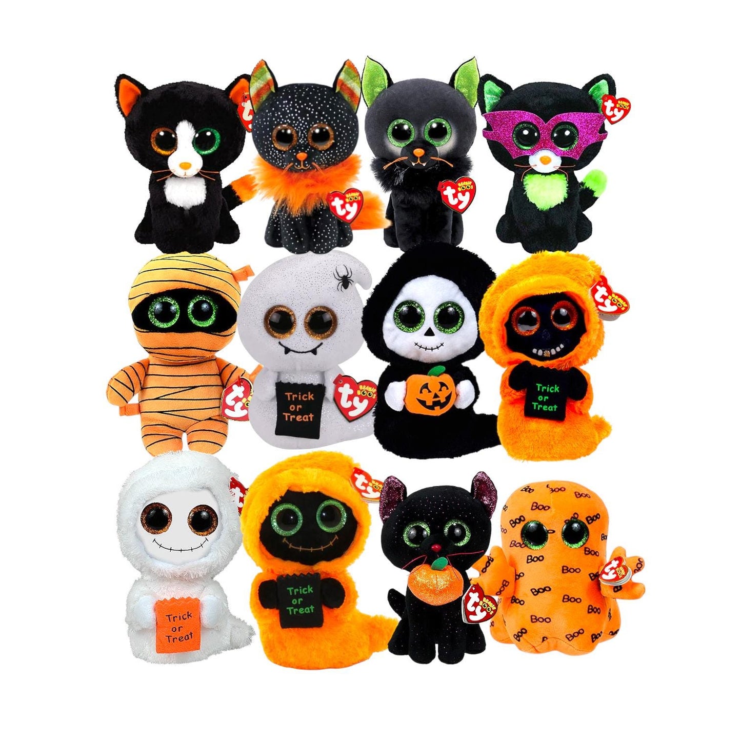 Ty Beanie Boos Halloween Haunts, Seeker, Ghoulie, Grinner, Morticia, Potion, Treats, Mist, Mask, Frights, Oleander