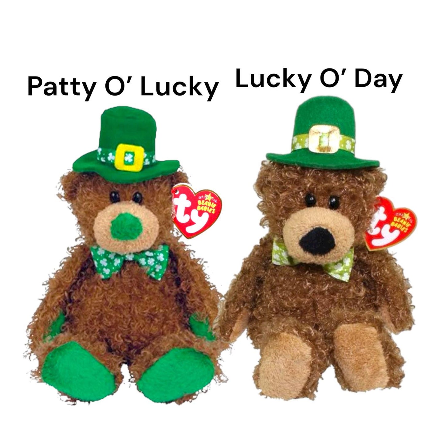 Ty Beanie Babies St. Patrick’s Day Shamrock, Erin, Killarney, Blarn-e, Luck-e, Clover, Lucky O’ Day, Patti O Lucky, O’ Fortune, McWolly, Woo