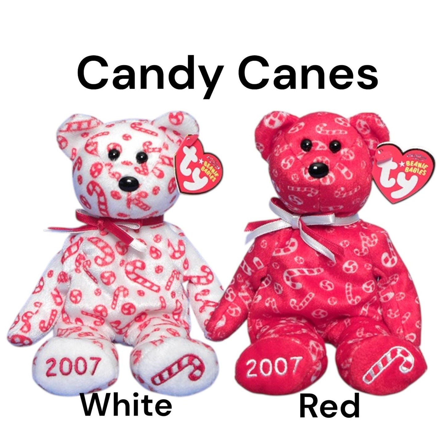 Ty Beanie Babies Holiday Bears Candy Canes, Snowbelles, Merriment, Peppermint, Spearment, Happy Holidays, Seasons Greetings, Gingerspice