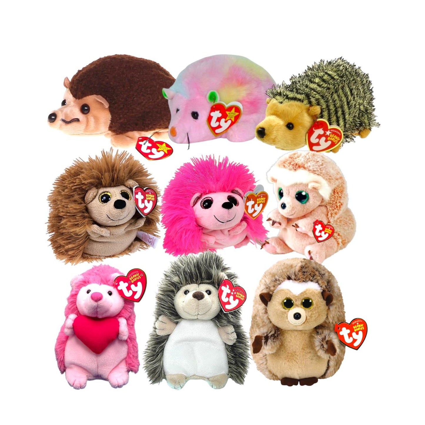Ty Beanie Babies Hedgehogs Prickles, Smitten, Ruffles, Chuckles, Herbert, Ida, Lilly, Bumper