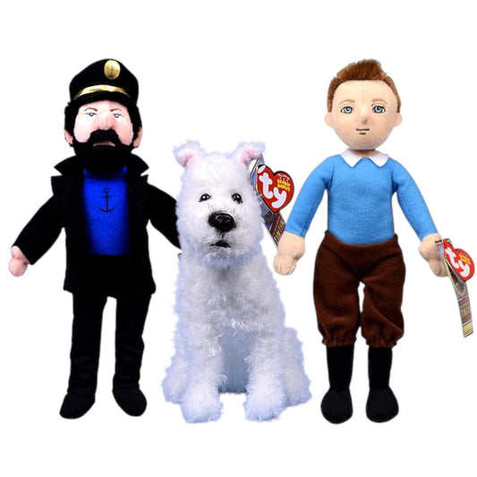 Ty Beanie Babies The Adventures of Tintin 2011 Snowy, Captain Haddock, Tintin