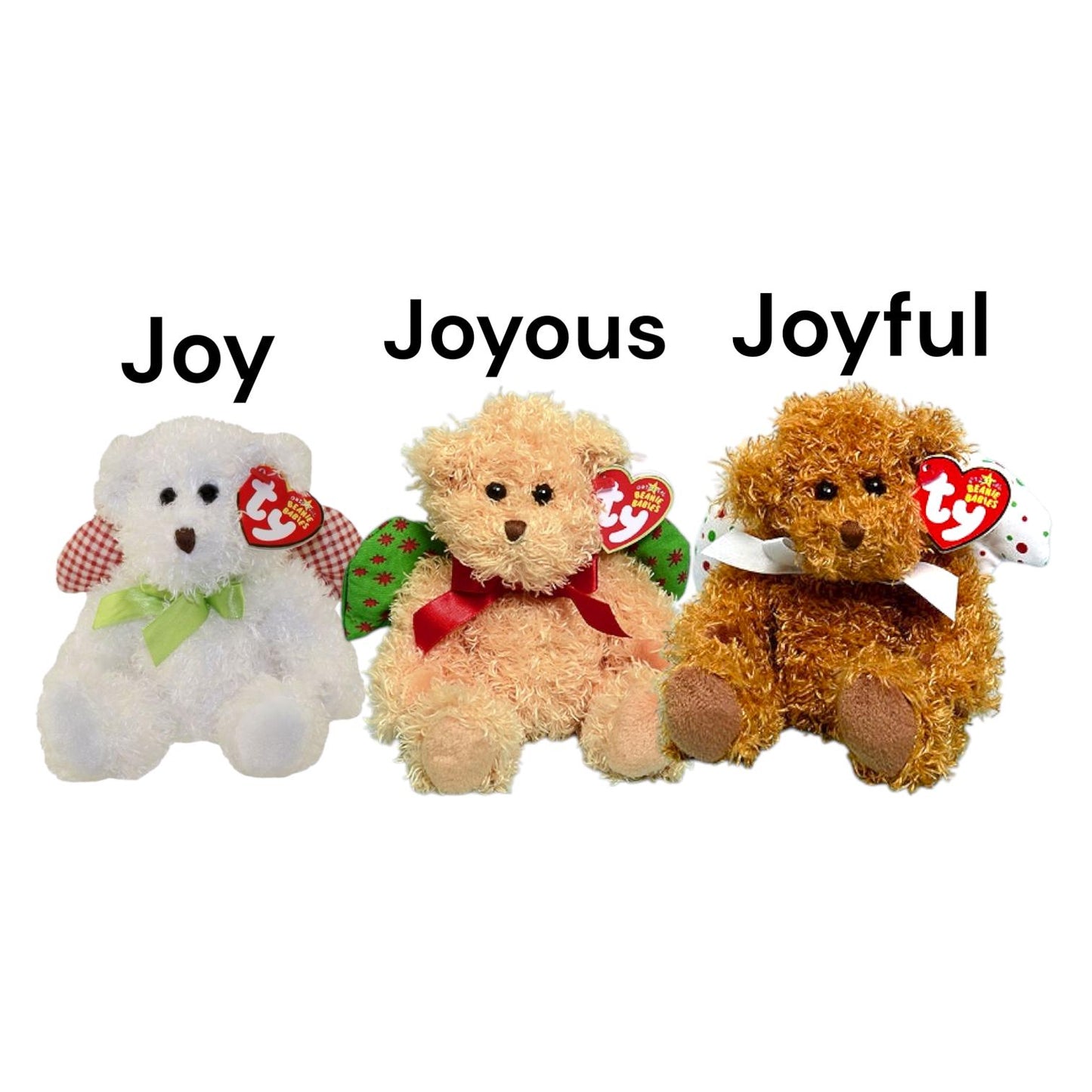 Ty Beanie Babies Holiday Christmas Tiny Tim, Jinglemouse, Janglemouse, Tidings, Joy, joyful, Joyous, Toboggan, Hollydays, Cand-e