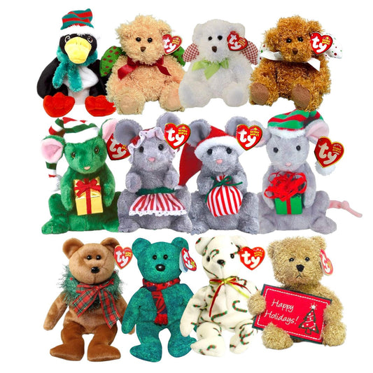 Ty Beanie Babies Holiday Christmas Tiny Tim, Jinglemouse, Janglemouse, Tidings, Joy, joyful, Joyous, Toboggan, Hollydays, Cand-e