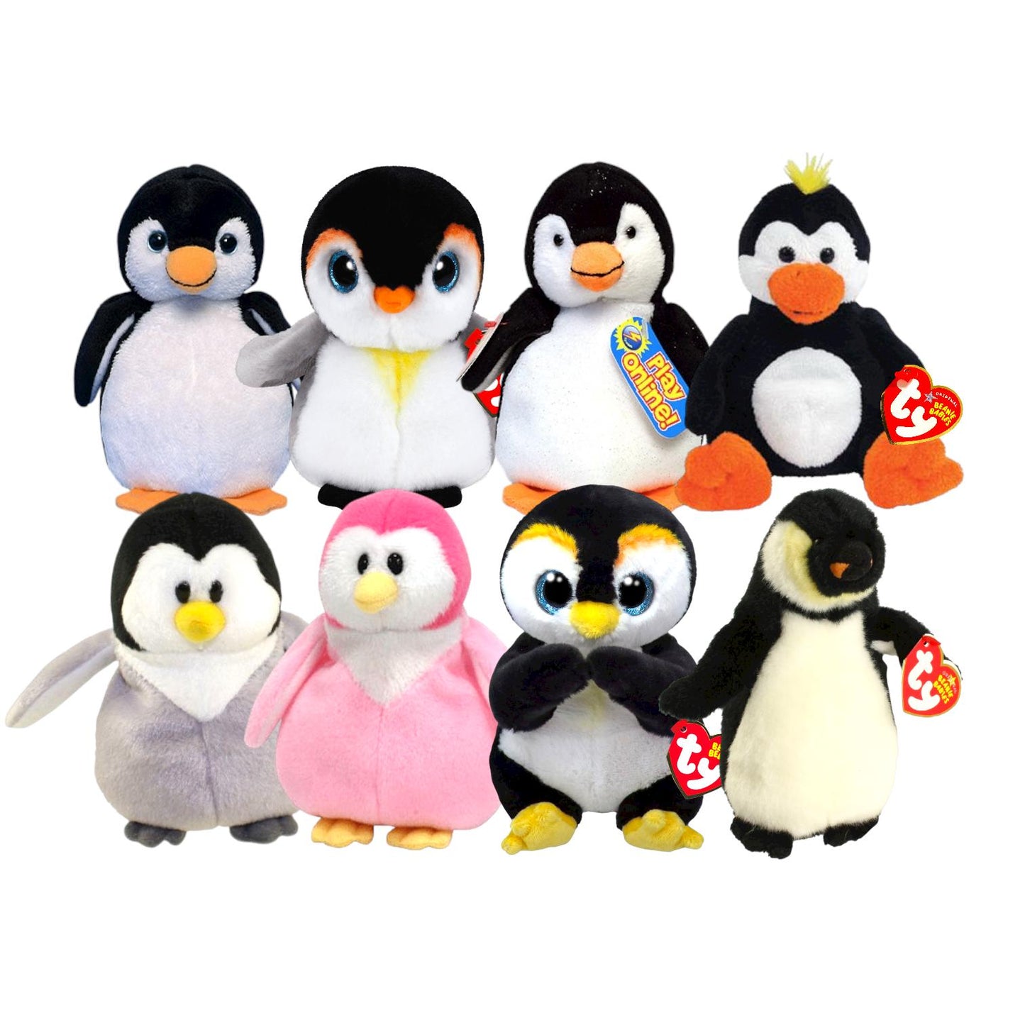 Ty Beanie Babies Penguins Waddle, Chill 2.0, Chills, Slapshot, Glacier, Frigid, Pongo, Tux, Admiral