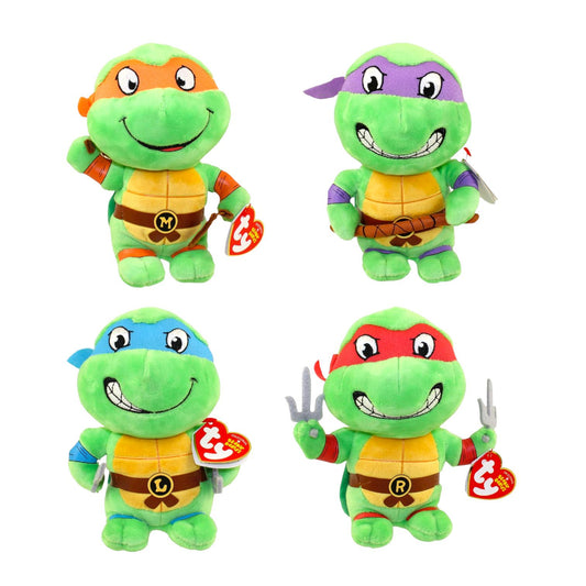 Ty Beanie Babies Teenage Mutant Ninja Turtles Donatello, Raphael, Michelangelo, Leonardo