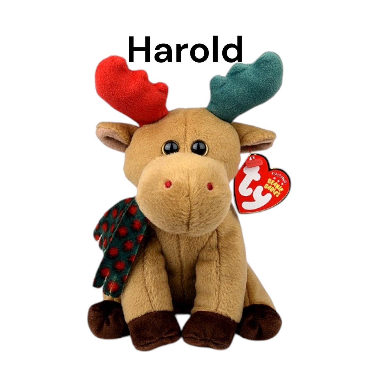 Ty Beanie Babies Holiday Winter Christmas Tinsel, Santa, Skis, Mistletoe, Trimmings, Moosletoe, Harold, Zero, Peppermint, Snowdrift