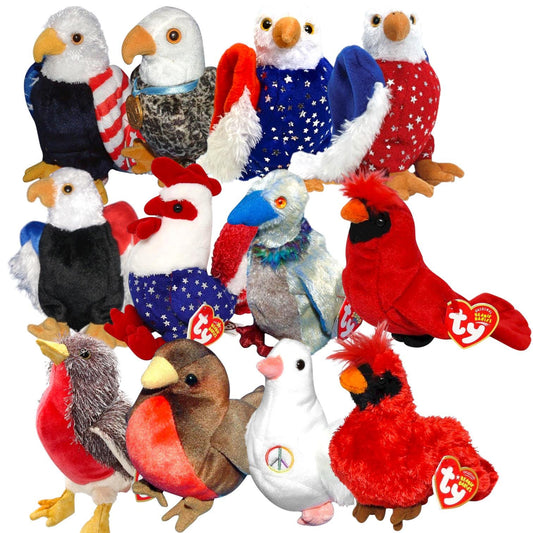 Ty Beanie Babies Birds Eagles, Rooster, Cardinal, Soar, Free, Valor, American, Homeland, Redford, Serenity, Buzzy, Early, Serenade, Crooner