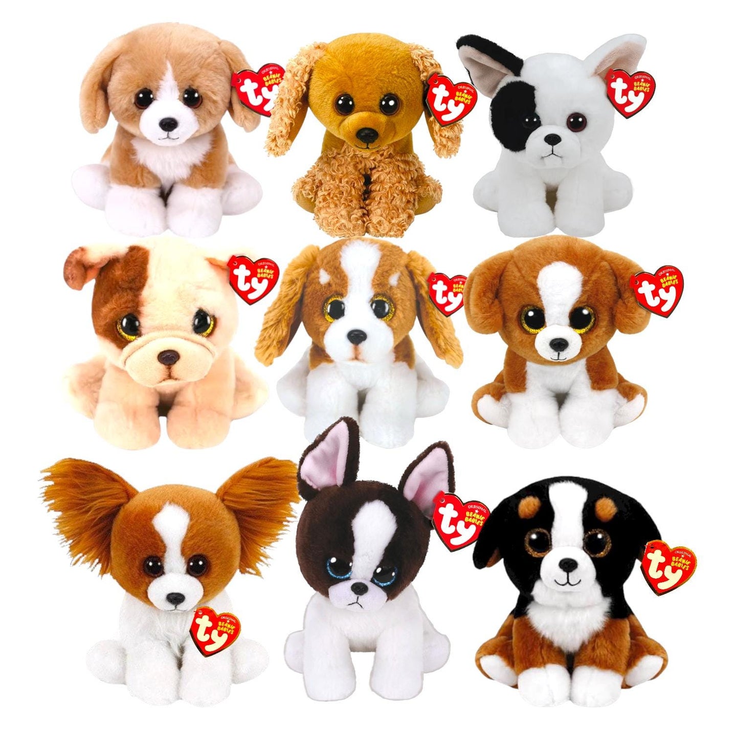 Ty Beanie Babies Dogs, Sadie, Barks, Marcel, Franklin, Barker, Houghie, Roscoe, Snicky, Catcher, Portia