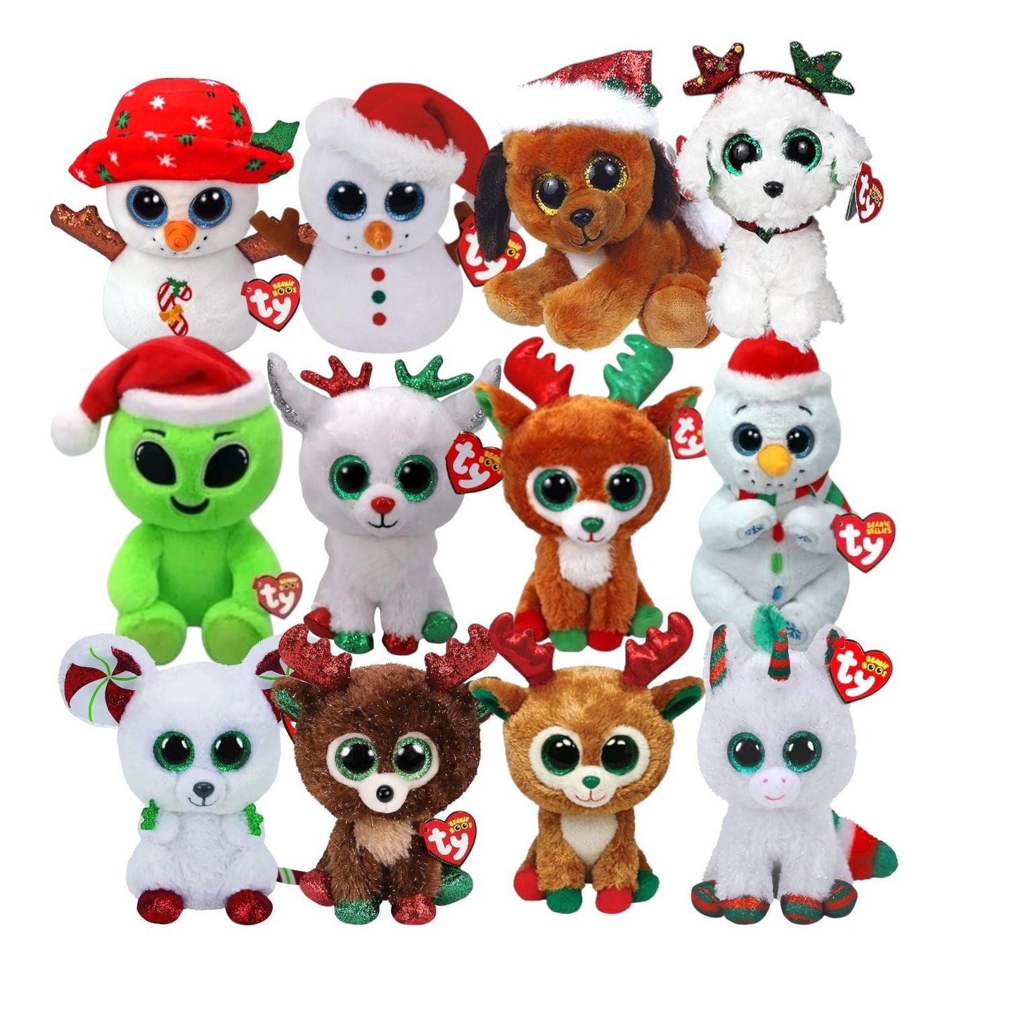 Ty Beanie Boos Holiday Christmas 6” Reindeer, Snowman, Dog, Sugar, Sleighbelle, Alpine, Fudge, Kinley, Tinseltoes, Scoop, Dave, Crumble