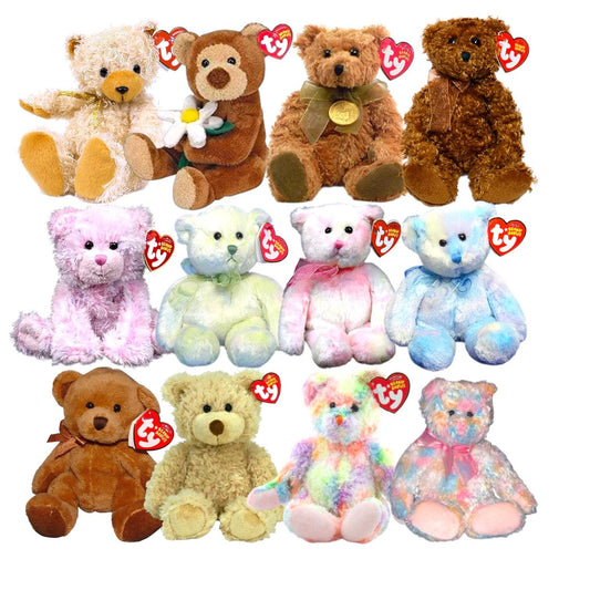 Ty Beanie Babies Bears Teddy 100 Anniversary, Ticklish, Busby, Twirls, Poolside, Hawthorne, Flora, Fauna, Laguna, Curls, Bloomfield, Fuddle