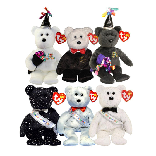 Ty Beanie Babies New Years Day Bears 2006, 2007, 2008 Countdown, Happy New Year, New Year