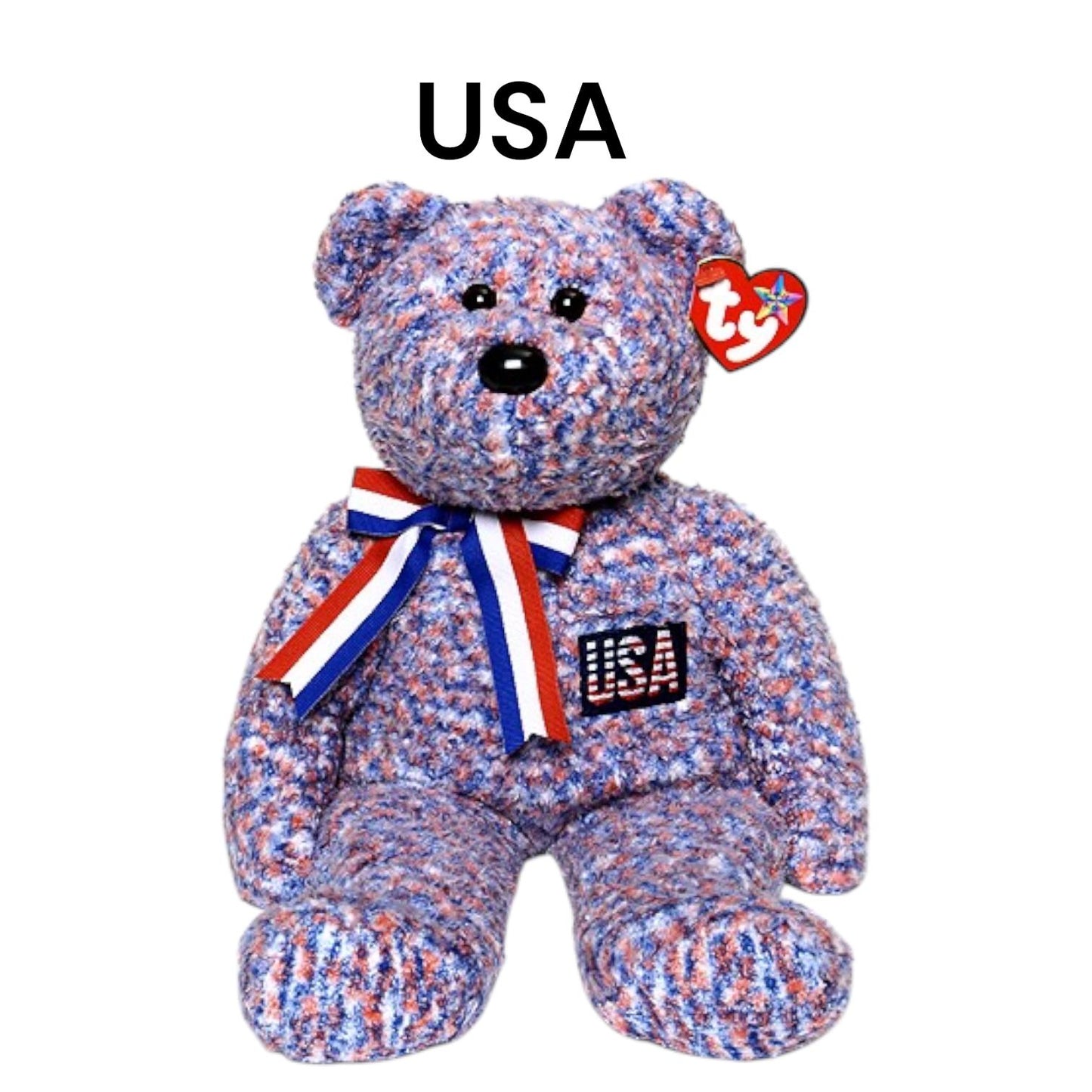 Ty Beanie Buddies Patriotic Bears USA, Spangle, America, Red, White, Blue, Sam