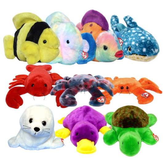 Ty Beanie Buddies Sealife Seal, Bubbles, Coral, Lips, Goochy, Inky, Patti, Digger, Pinchers