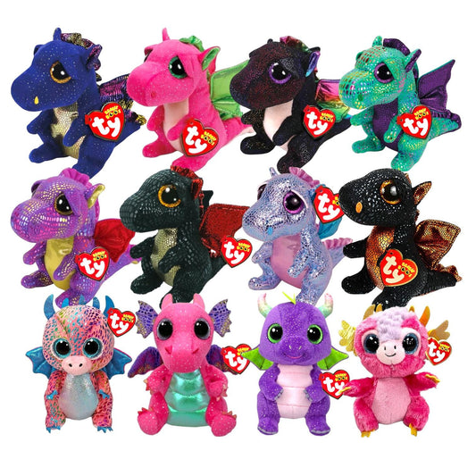 Ty Beanie Boos Dragons Saffire, Grindal, Cinder, Holly, Daphne, Spitfire, Mia, Flint, Spectra
