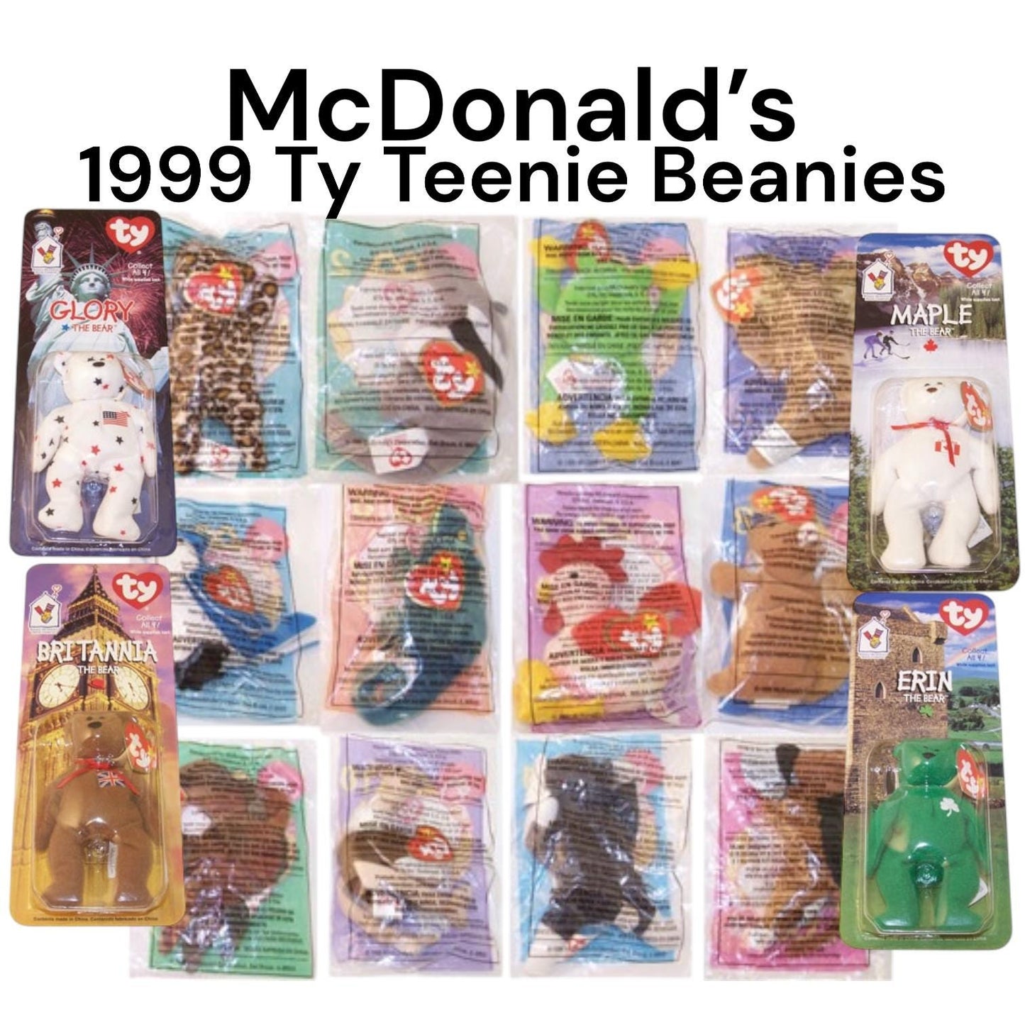 McDonald’s 1999 Ty Teeny Beanie Babies Happy Meal Toy Collection With International Bears