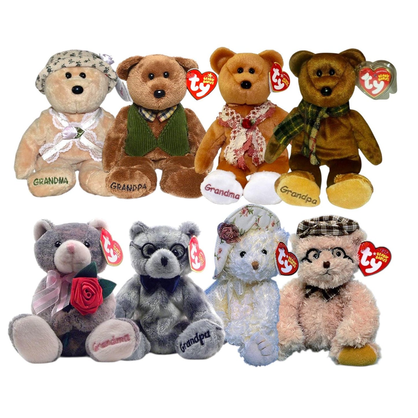 Ty Beanie Babies Grandmother and Grandfather, Nana and Papa