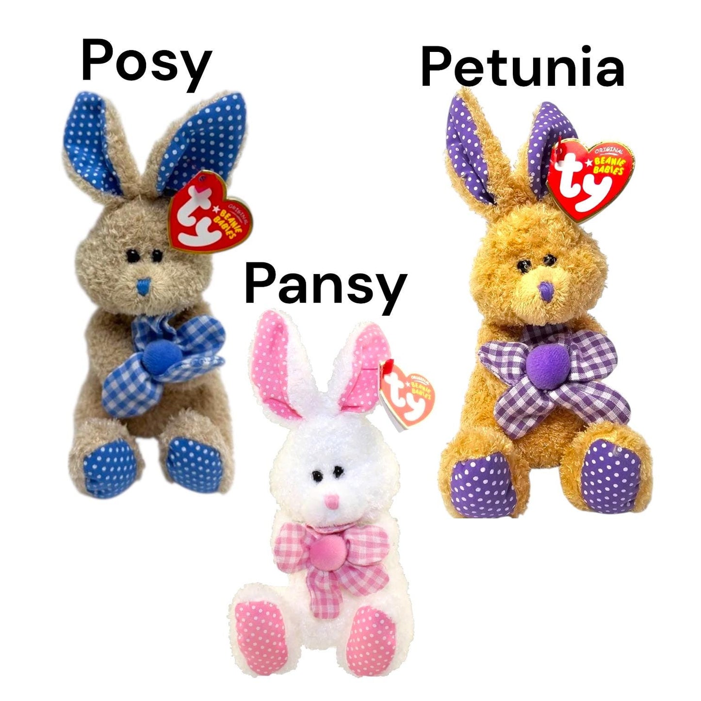 Ty Beanie Babies Spring Easter Bunnies, Rabbits & Bears With Bunny Hats