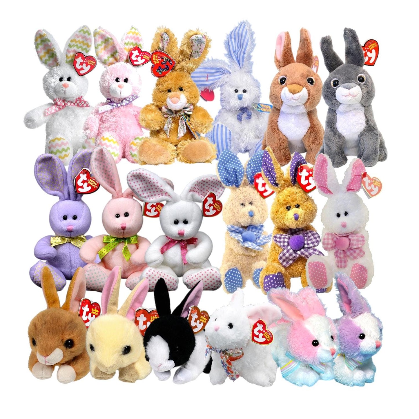 Ty Beanie Babies Spring Easter Bunnies, Rabbits & Bears With Bunny Hats