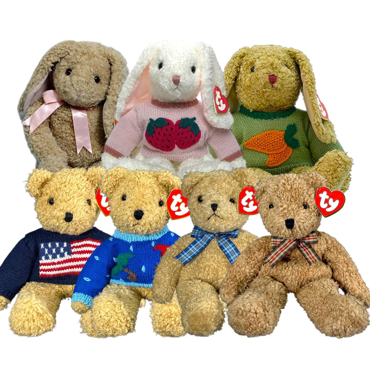 Ty Classic Plush Curly Bunny and Curly Bear
