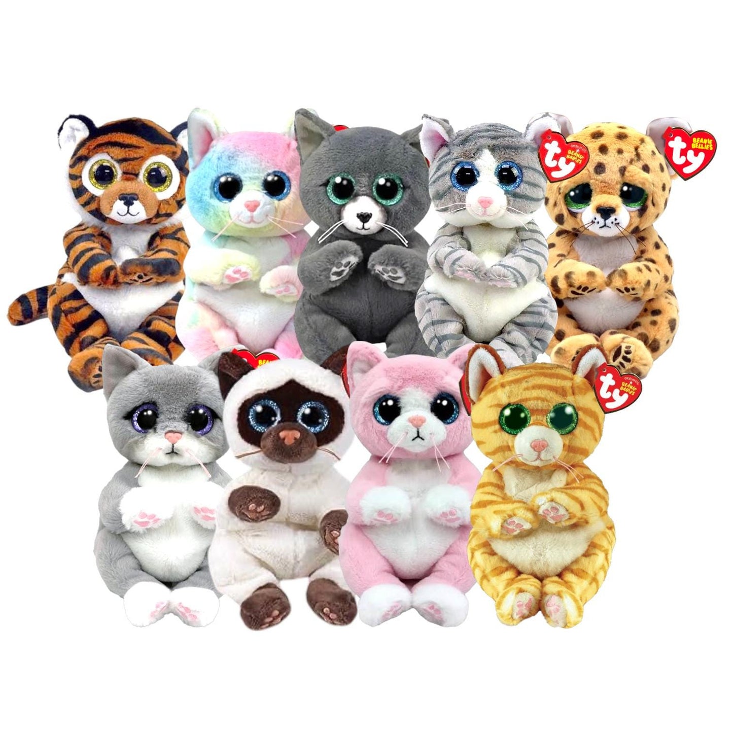 Ty Beanie Bellies Cats Tigers Leopards