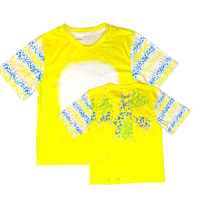 Vibrant Leopard Print Faux Bleach Sublimation T-Shirts Kids and Adults- Bright Yellow