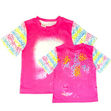 Vibrant Leopard Print Faux Bleach Sublimation T-Shirts-Vibrant Magenta