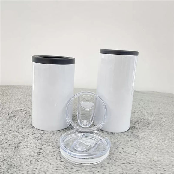 12oz Seamless Straight Sublimation Sippy Cup with 2 Lids- White